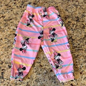 Disney Minnie Mouse Pink Striped Girls Pajama Bottoms